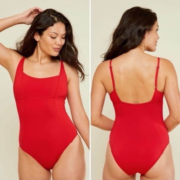 Everlane Other - ANDIE Swim Havana One Piece Swimsuit Square Neck Cherry Red XXLT NWT